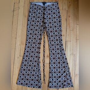 Streetwear Society Brown Geometric Flare Pants